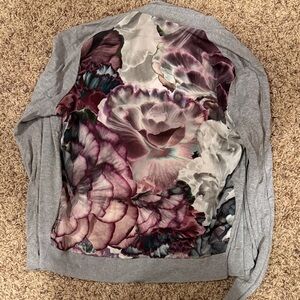 Ted Baker Gray and Purple Women's Silk Back Cardigan